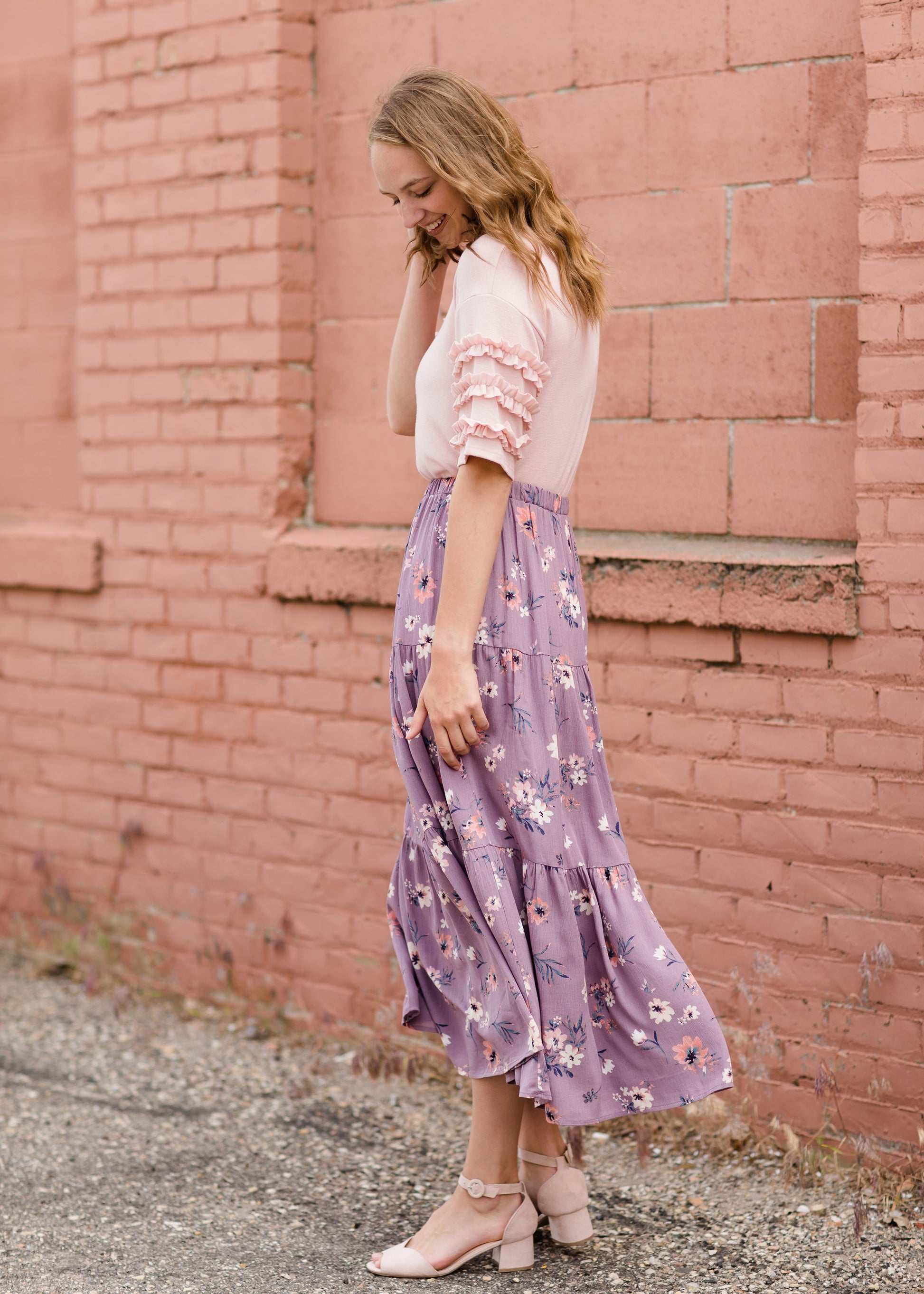 Vintage Tiered Floral Maxi Skirt Skirts