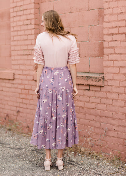 Vintage Tiered Floral Maxi Skirt Skirts