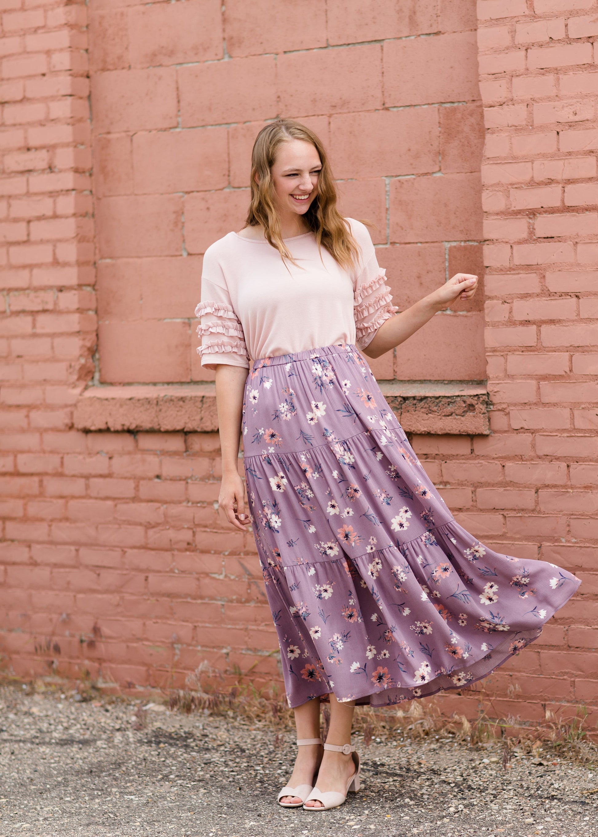 Vintage Tiered Floral Maxi Skirt Skirts