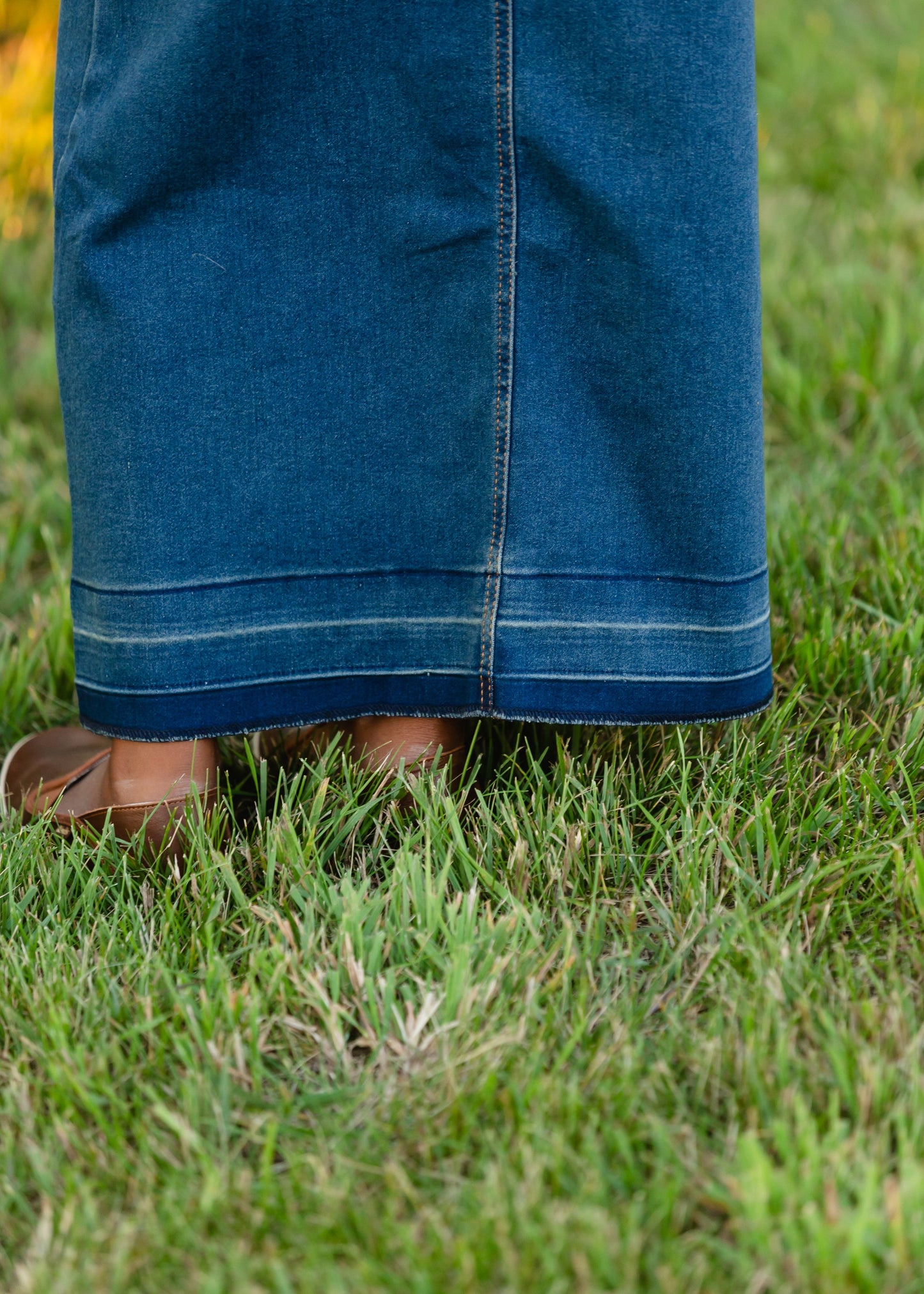 Vintage Wash Long Denim Skirt Skirts