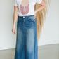 Vintage Washed Raw Hem Long Denim Skirt - FINAL SALE FF Skirts