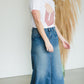 Vintage Washed Raw Hem Long Denim Skirt - FINAL SALE Skirts