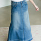 Vintage Washed Raw Hem Long Denim Skirt - FINAL SALE Skirts