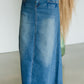 Vintage Washed Raw Hem Long Denim Skirt - FINAL SALE Skirts