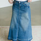 Vintage Washed Raw Hem Long Denim Skirt - FINAL SALE Skirts