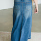 Vintage Washed Raw Hem Long Denim Skirt - FINAL SALE Skirts