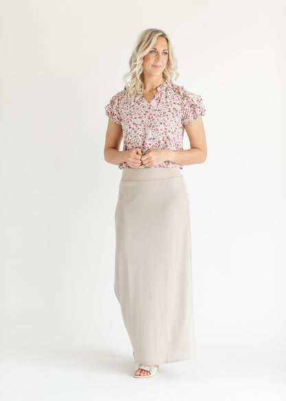 Vivian Rose Ruffle Short Sleeve Floral Top FF Tops