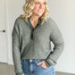 Waffle Henley Neck Sweater FF Tops