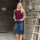 Waffle Knit Detailed Contrast Top Tops