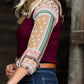 Waffle Knit Detailed Contrast Top Tops