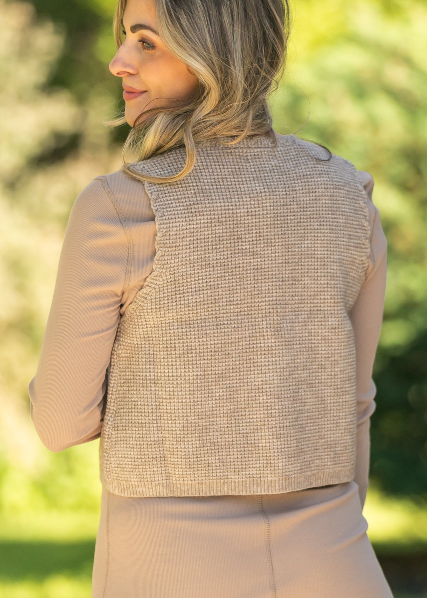 Waffle Knit Front Tie Vest FF Tops