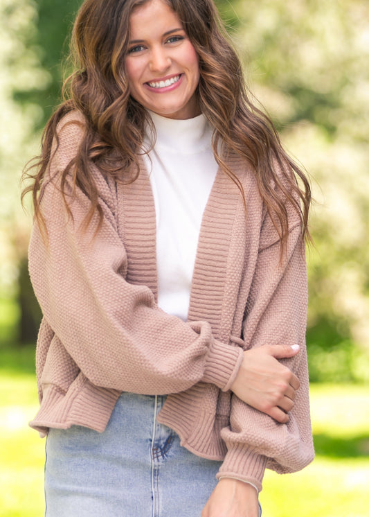 Waffle Knit Open Cardigan FF Layering Essentials