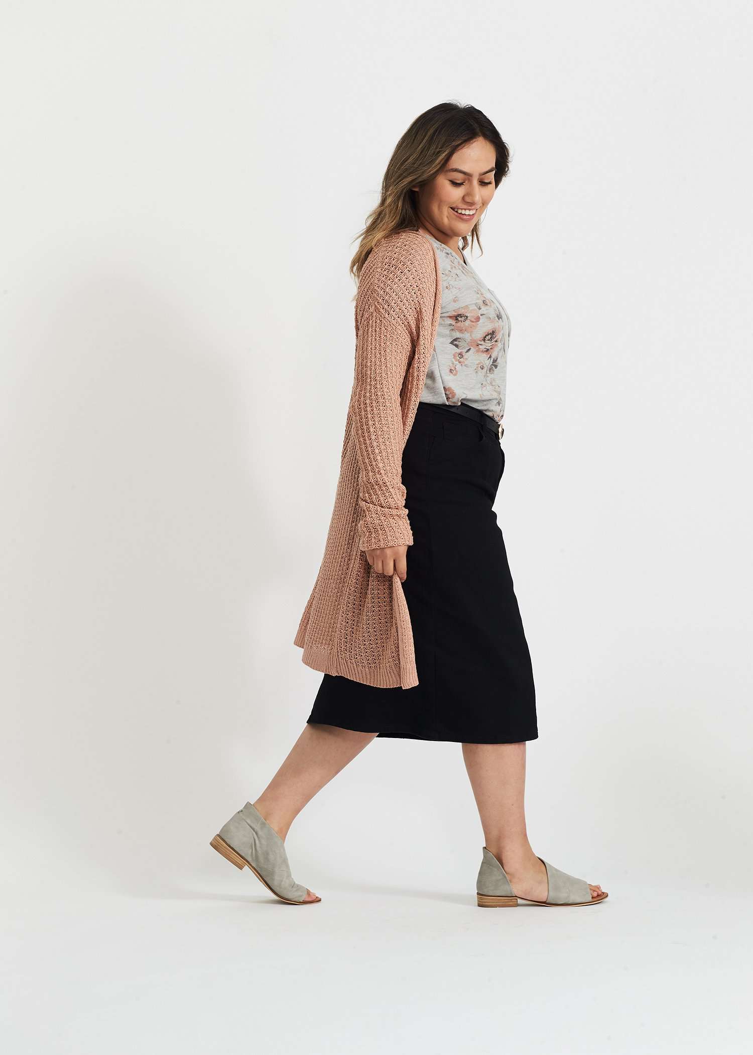 Waffle Knit Open Cardigan FF Layering Essentials