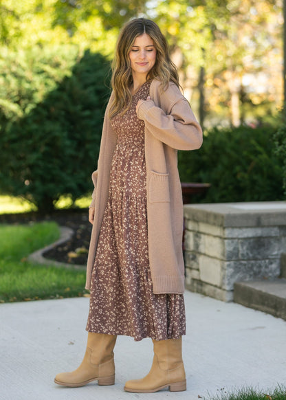 Waffle Knit Open Front Cardigan FF Tops