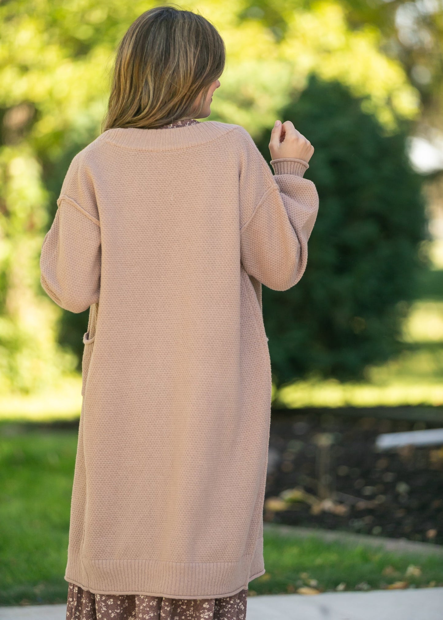 Waffle Knit Open Front Cardigan FF Tops