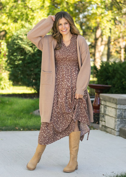 Waffle Knit Open Front Cardigan FF Tops