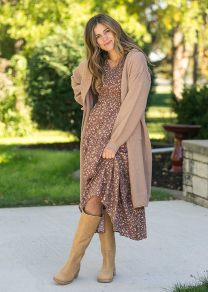 Waffle Knit Open Front Cardigan FF Tops