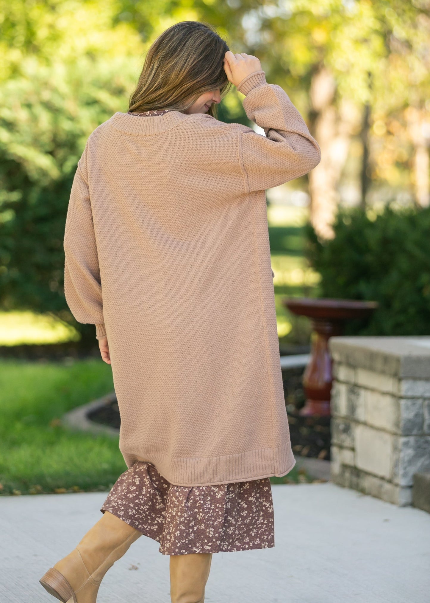 Waffle Knit Open Front Cardigan FF Tops