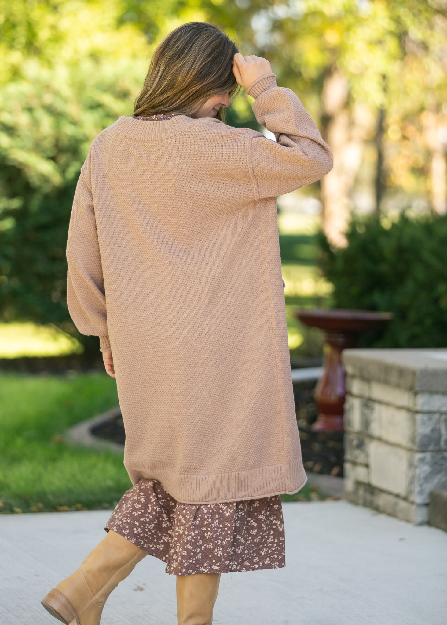 Waffle Knit Open Front Cardigan FF Tops