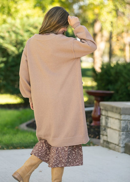 Waffle Knit Open Front Cardigan FF Tops