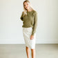 Waffle Knit Side Button Crew Neck Sweater FF Tops