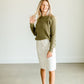 Waffle Knit Side Button Crew Neck Sweater FF Tops
