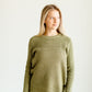 Waffle Knit Side Button Crew Neck Sweater FF Tops