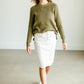 Waffle Knit Side Button Crew Neck Sweater Tops