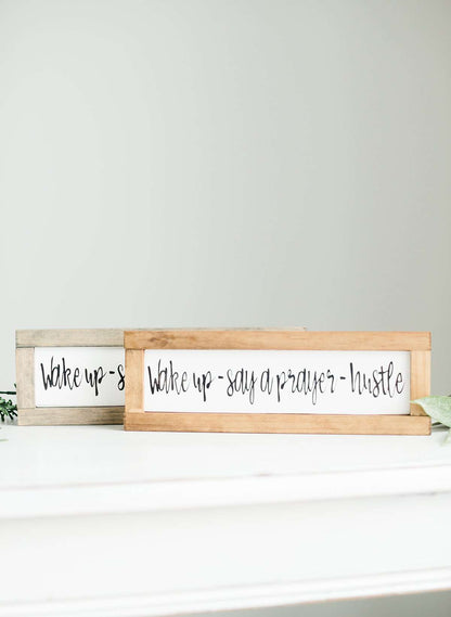 Wake Up Wood Frame Signboard - FINAL SALE FF Home + Lifestyle