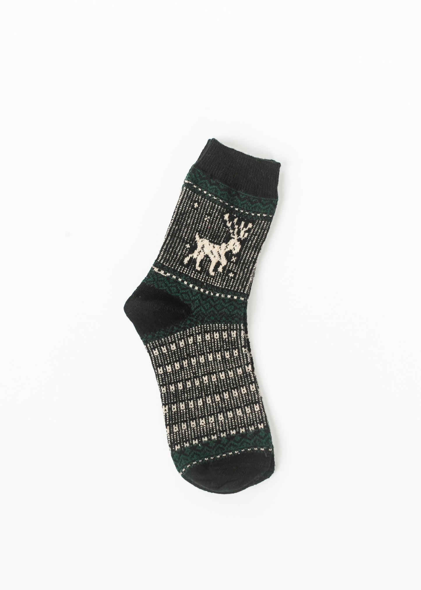 Warm Elk Christmas Crew Socks Accessory Black