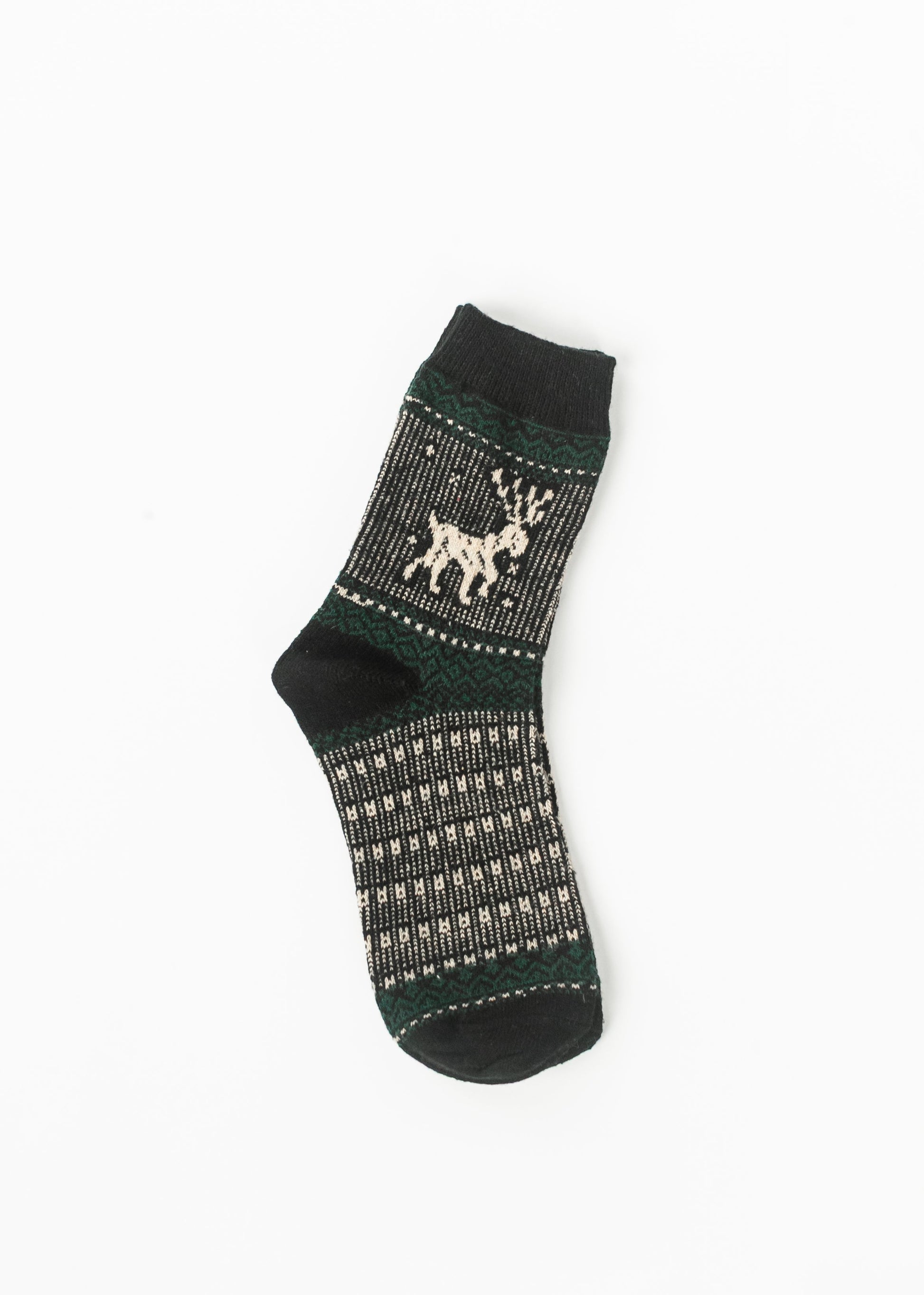 Warm Elk Christmas Crew Socks Accessory Black