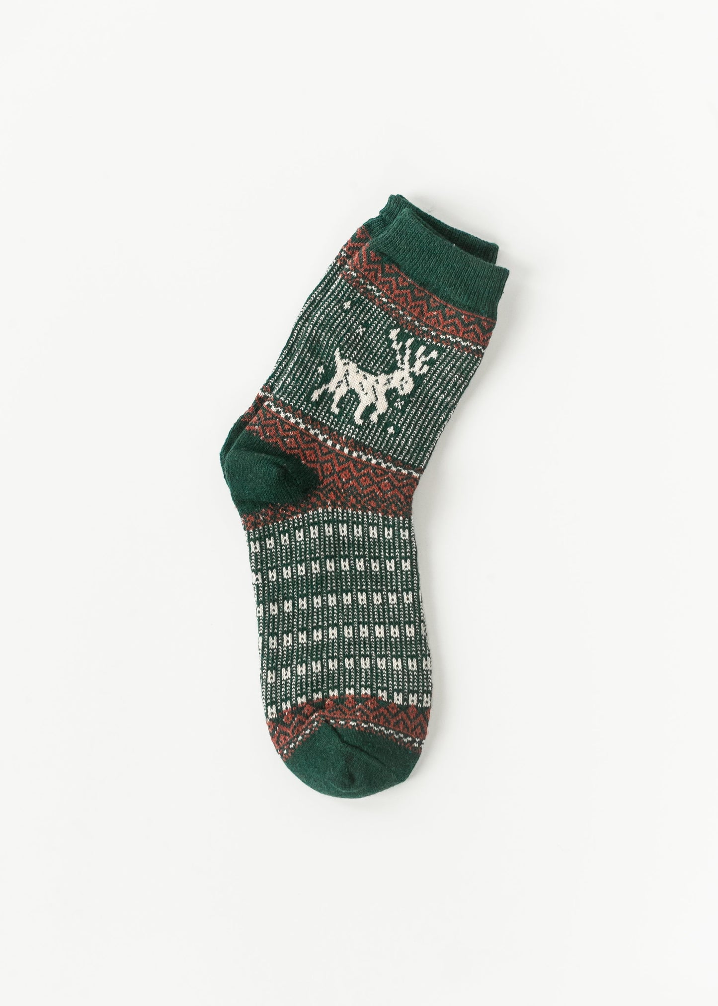 Warm Elk Christmas Crew Socks Accessory Green
