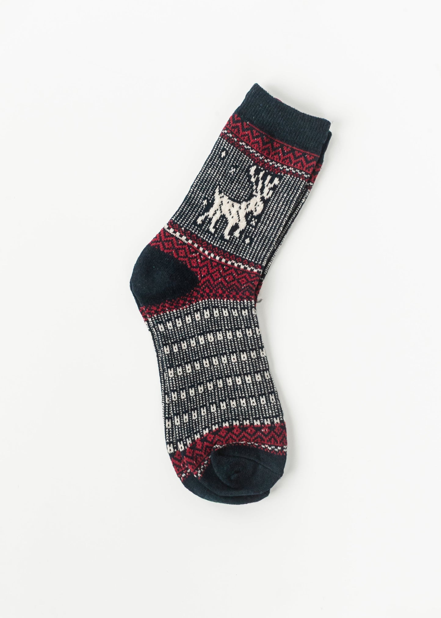 Warm Elk Christmas Crew Socks Accessory Navy
