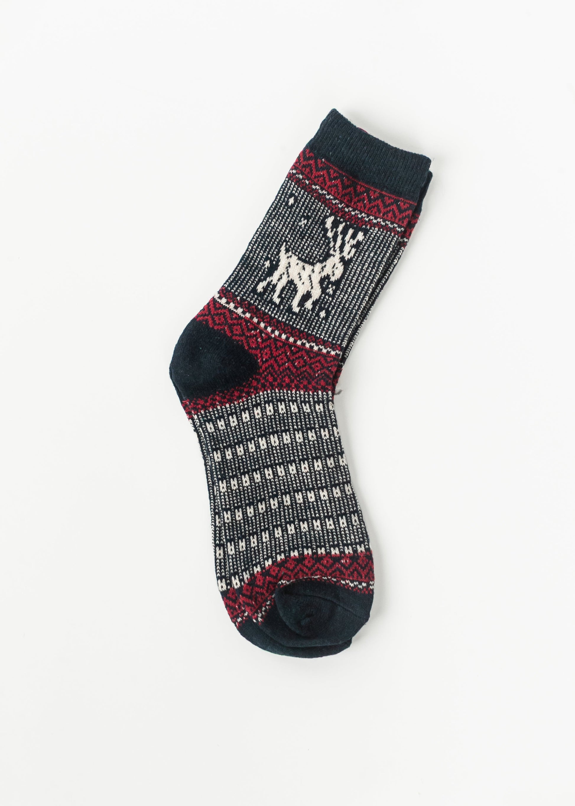 Warm Elk Christmas Crew Socks Accessory Navy