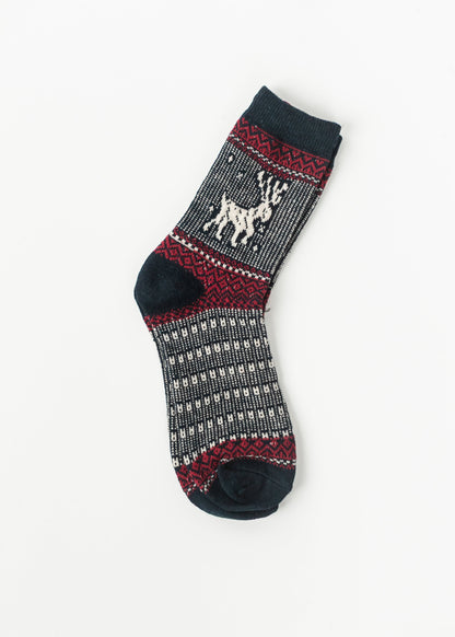 Warm Elk Christmas Crew Socks Accessory Navy