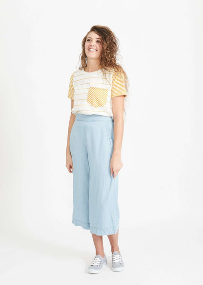 Washed Chambray Style Culottes Layering Essentials