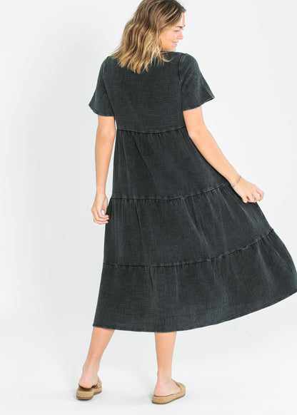 Washed Cotton Tiered Maxi Dress FF Dresses