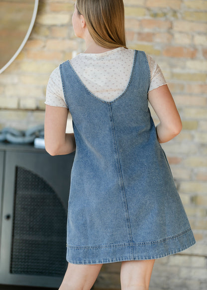 Washed Denim V-Neck Midi Dress – Inherit Co