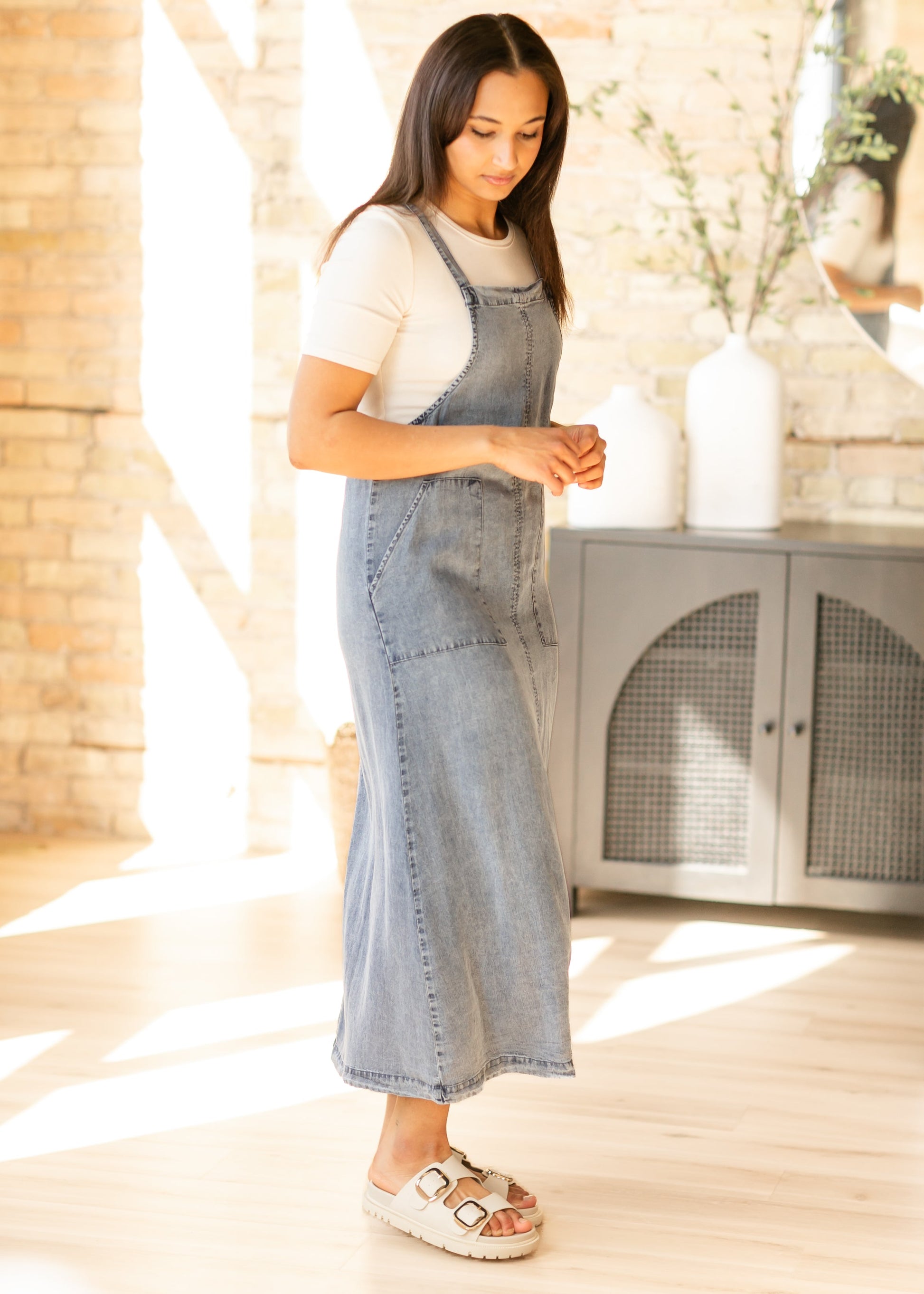 Washed Lyocell Overall Maxi Dress FF Dresses