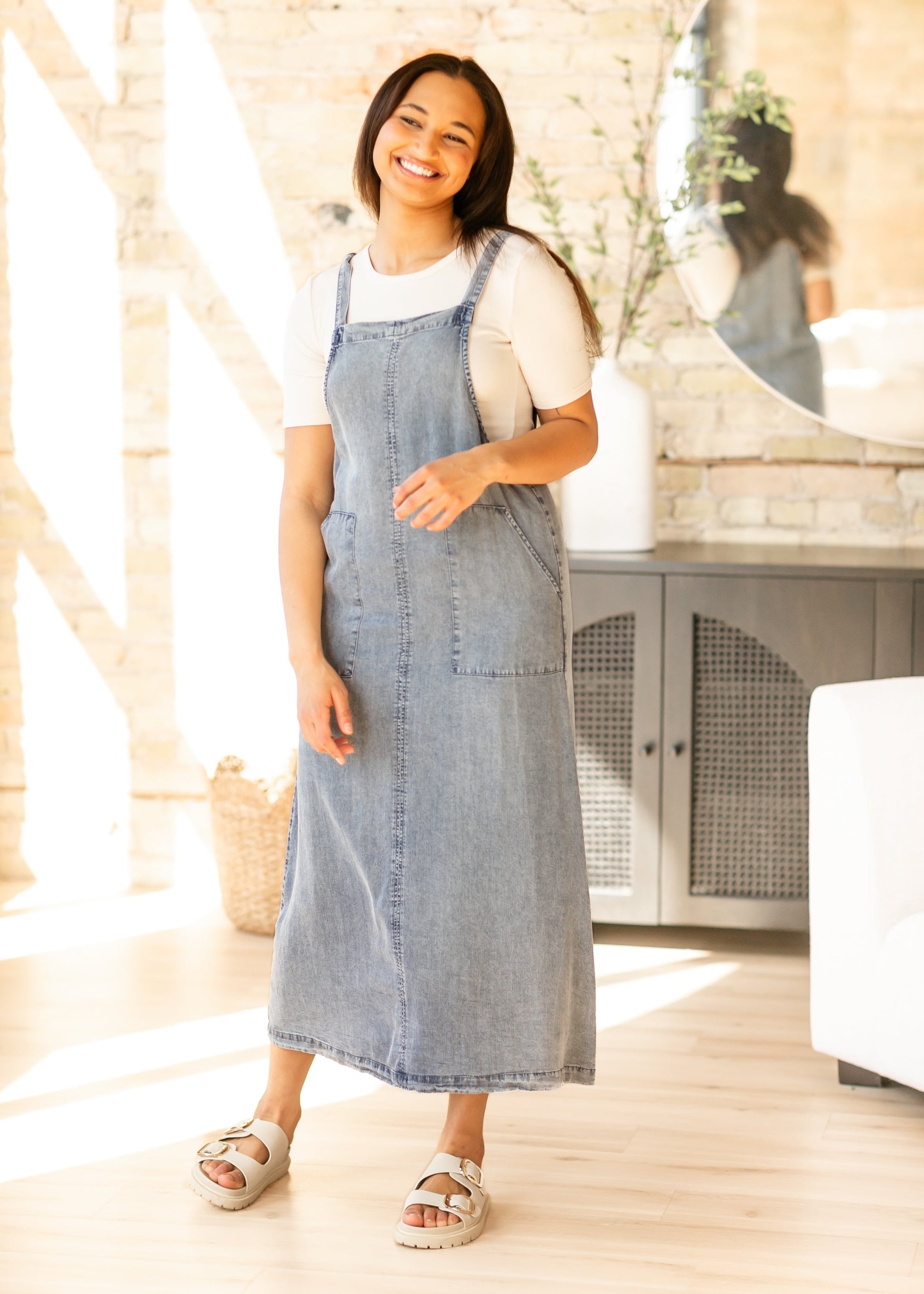 Washed Lyocell Overall Maxi Dress FF Dresses