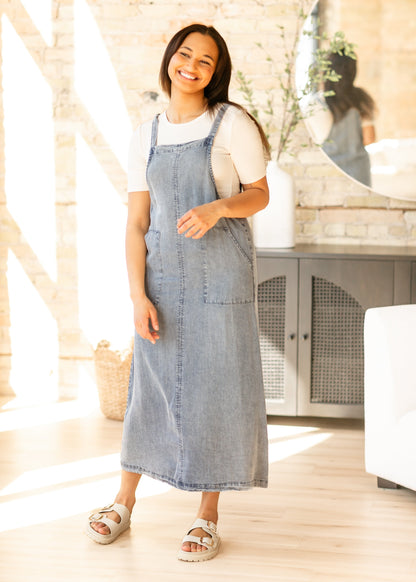 Washed Lyocell Overall Maxi Dress FF Dresses