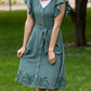 Washed Twill Winged Sleeve Midi Dress - FINAL SALE Dresses