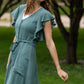 Washed Twill Winged Sleeve Midi Dress - FINAL SALE FF Dresses