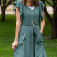 Washed Twill Winged Sleeve Midi Dress - FINAL SALE FF Dresses