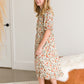 Watercolor Floral Mock Neck Midi Dress FF Dresses