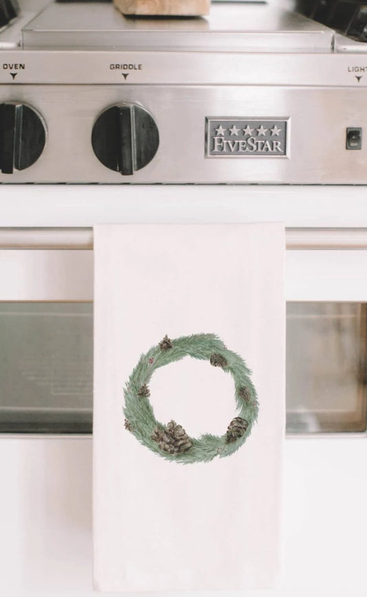Watercolor Wreath Tea Towel - FINAL SALE FF Home + Lifestyle