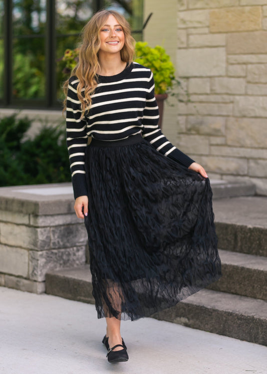 Wavy Tulle Midi Skirt FF Skirts