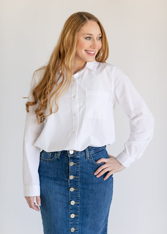 White Button Up Top FF Tops