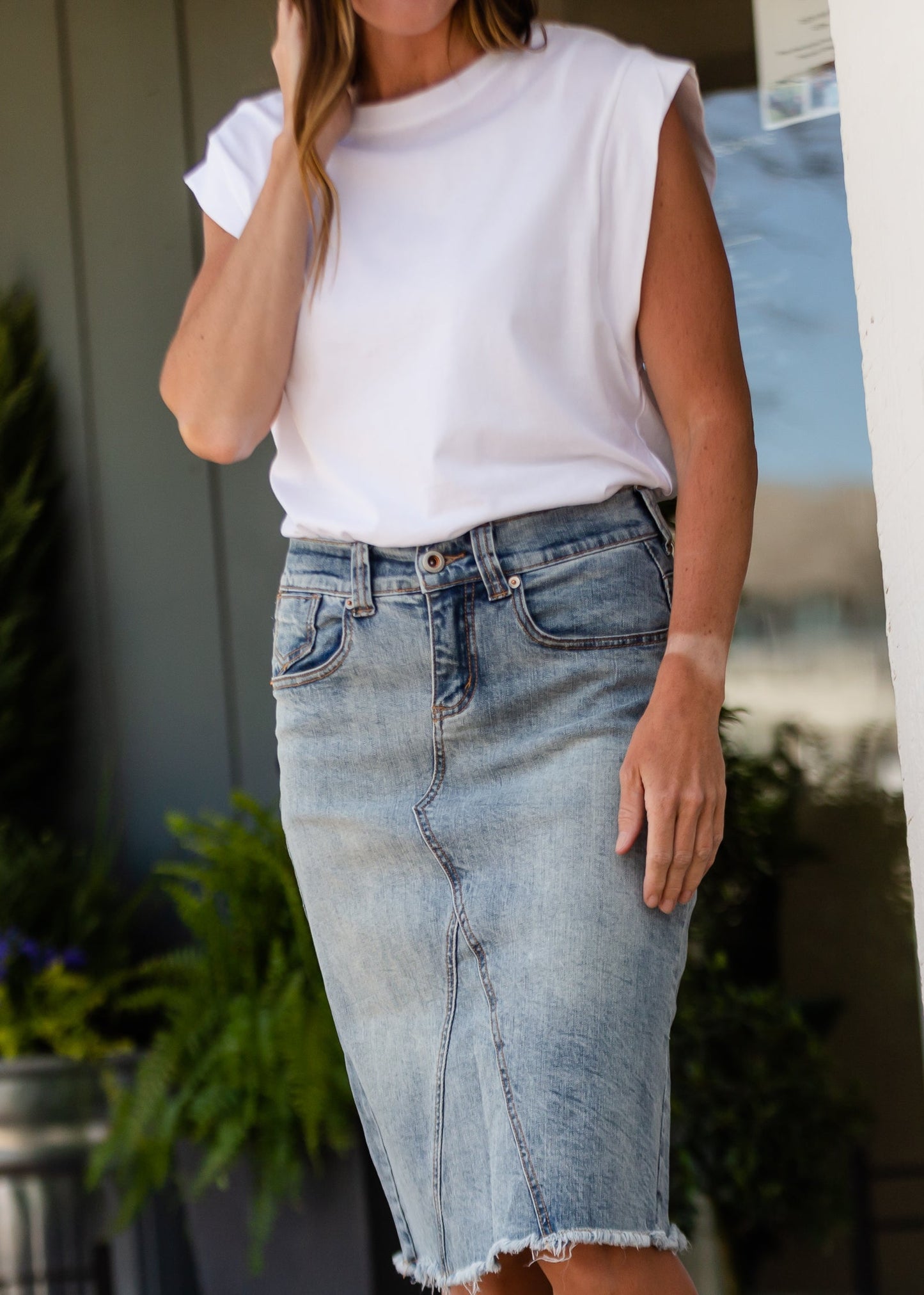 White Cotton Short Sleeve Top - FINAL SALE FF Tops