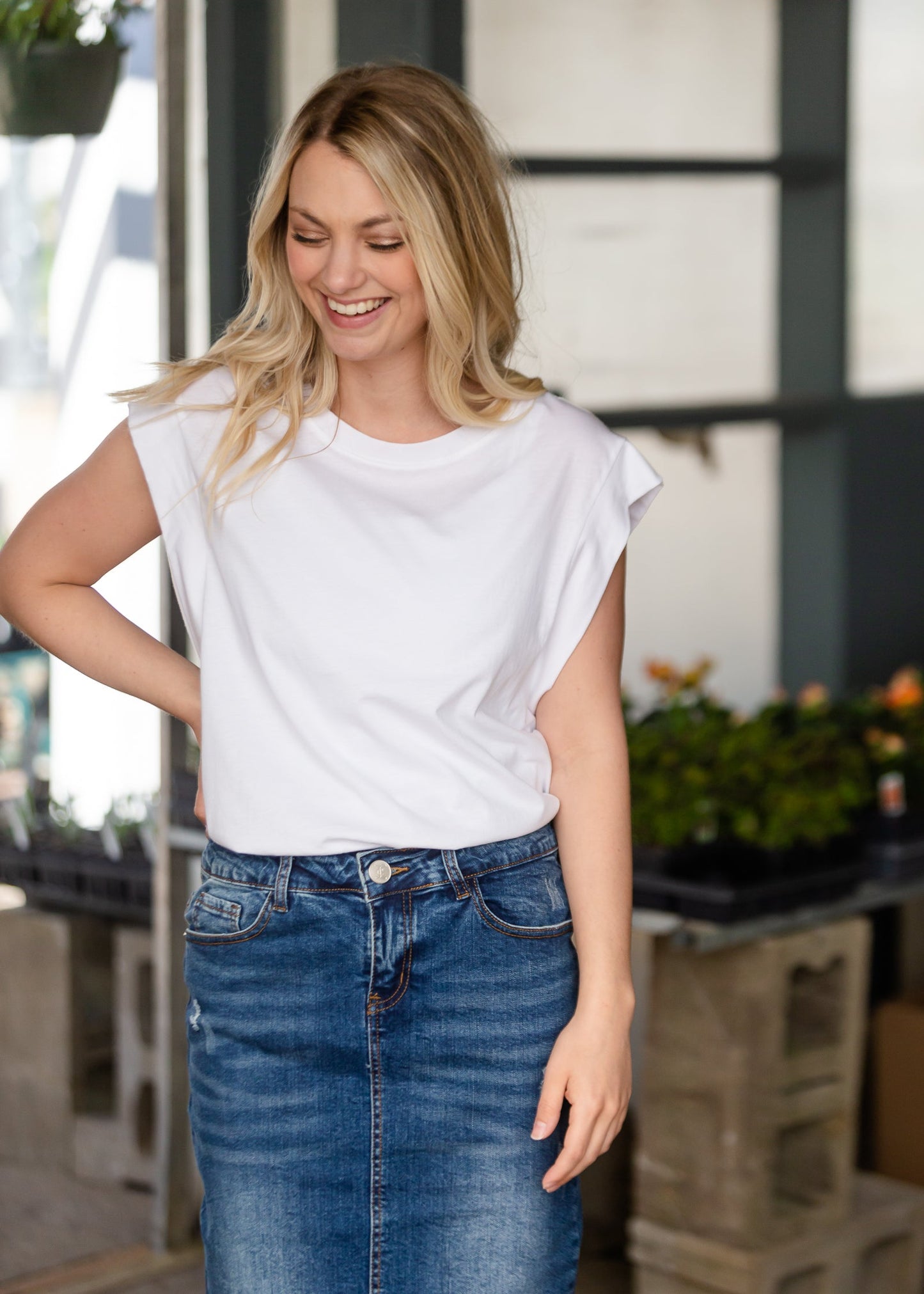 White Cotton Short Sleeve Top - FINAL SALE FF Tops